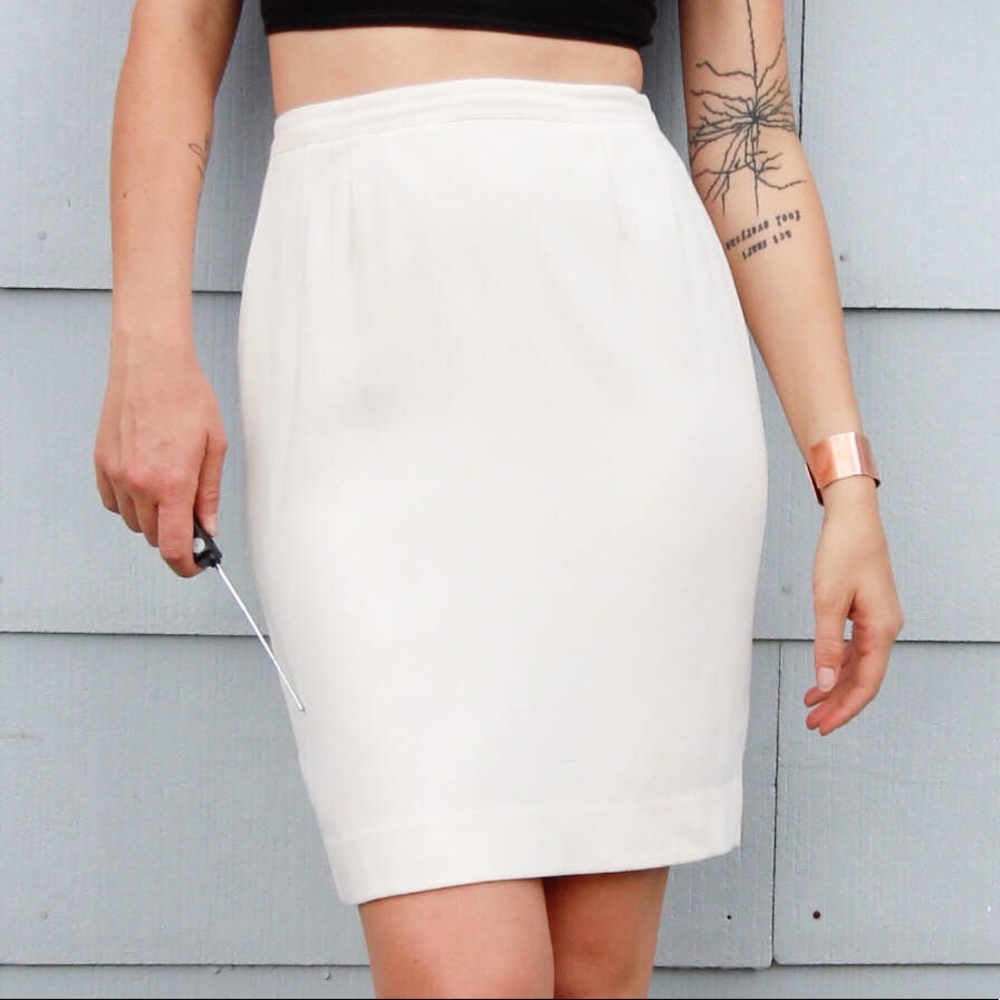 Vintage Cream Pencil Skirt